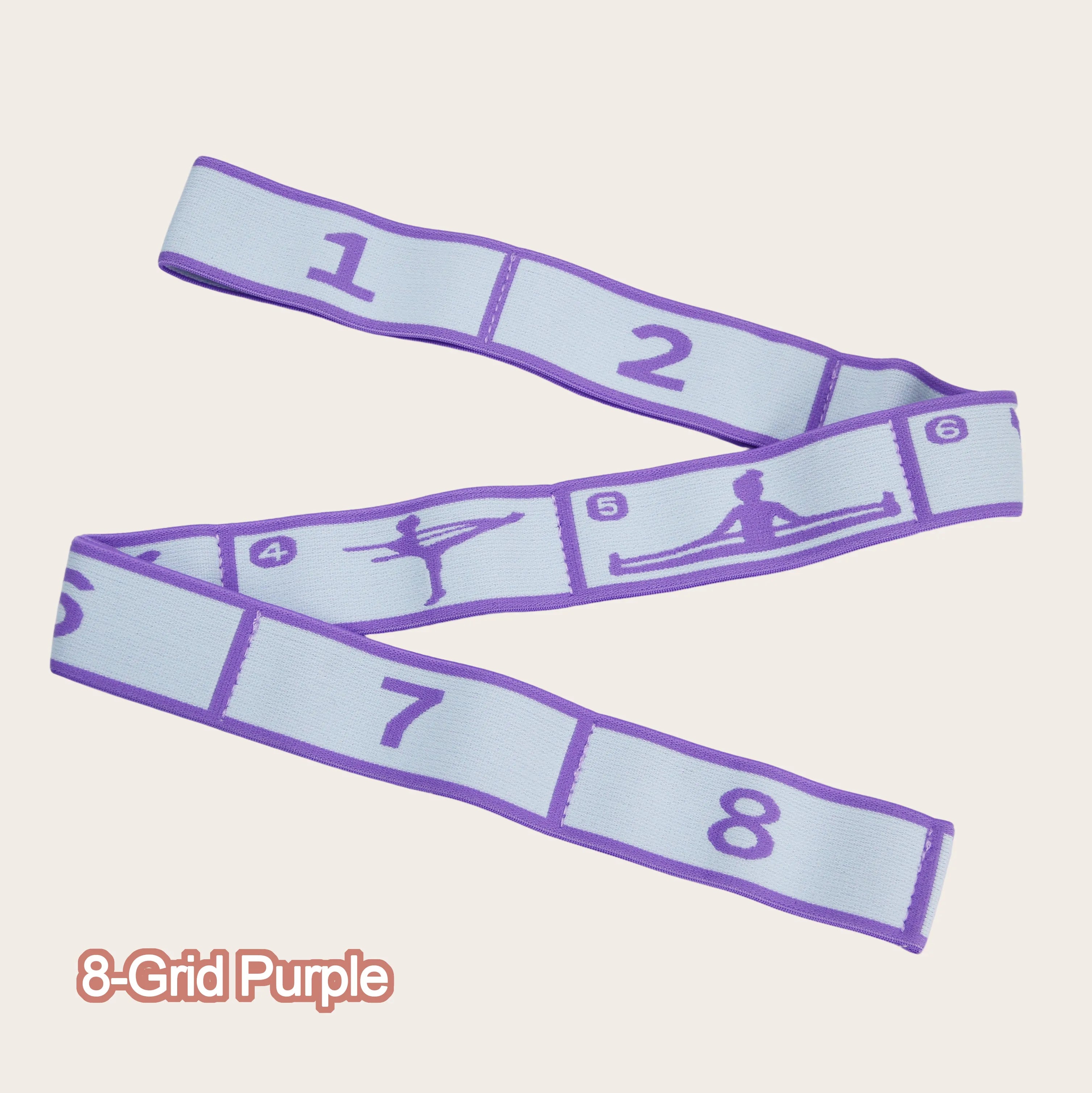 8-grid purple yoga elastic strap for beginners and daily stretching routines