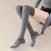 Gray Over-the-Knee Compression Socks for Women with Arch Support – Anti-Fatigue and Breathable Design