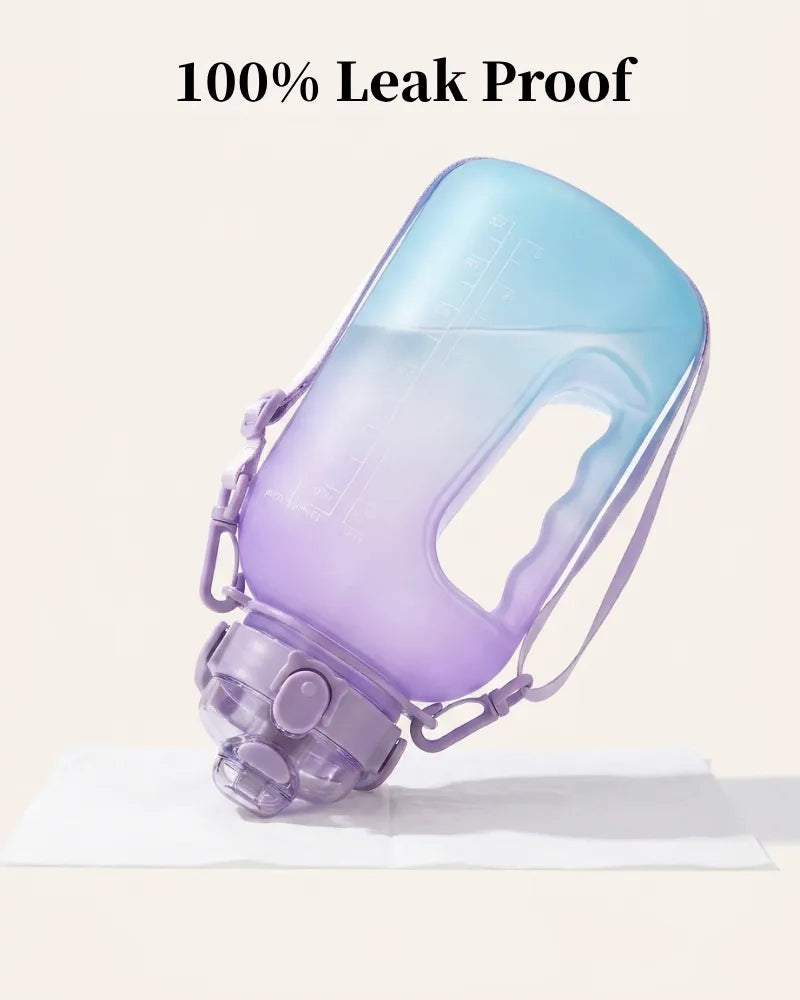 GYM Bottle P150 positioned upside down to demonstrate its secure, leak-resistant lid