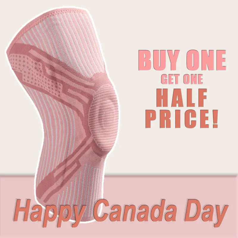 Pink elastic knee support brace – Buy One Get Second at Half Price Canada Day deal, 25% off valid June 15–July 15.
