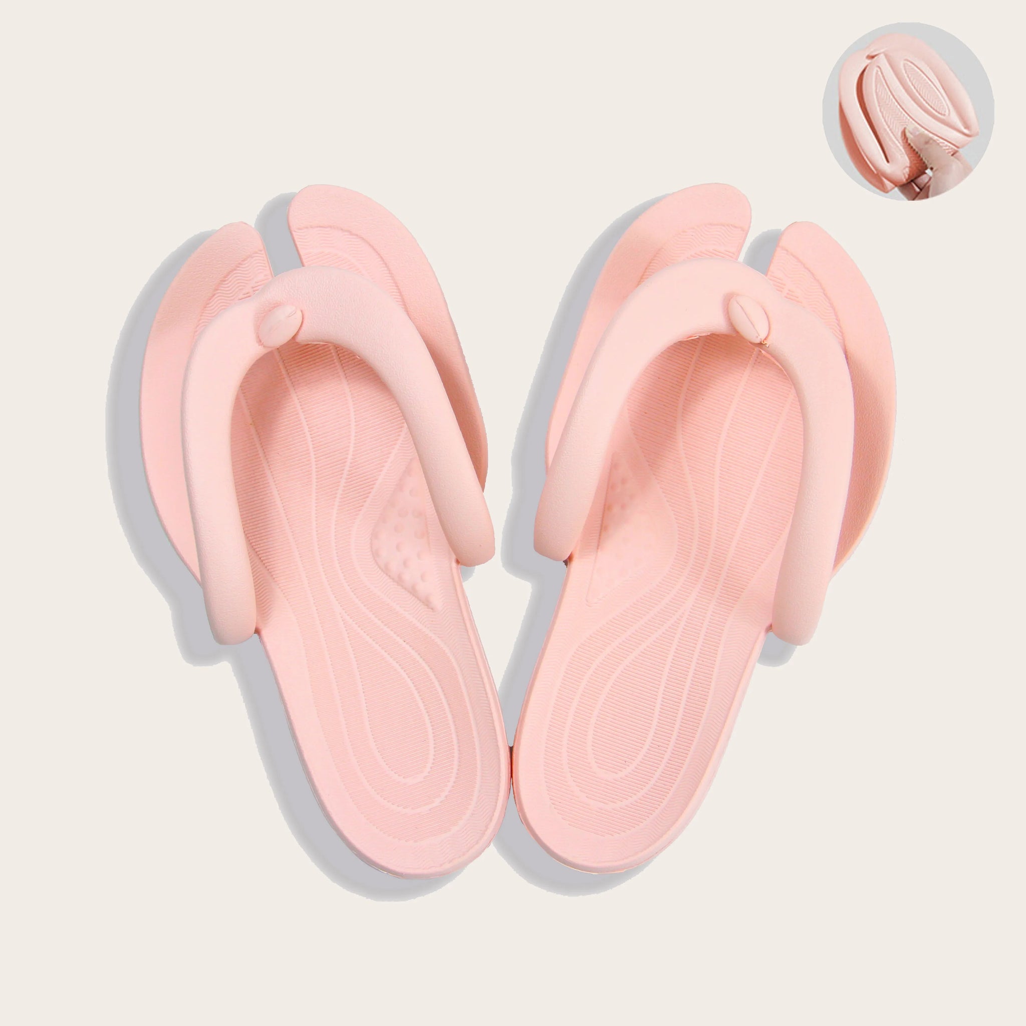 Portable Folding Slippers in pink color, lightweight and flexible, perfect for travel, yoga, or home use in Canada.