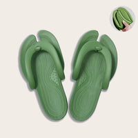 Green Portable Foldable Slippers - Comfortable EVA material with a cushioned sole for easy storage and silent footsteps. Ideal for travel or home use