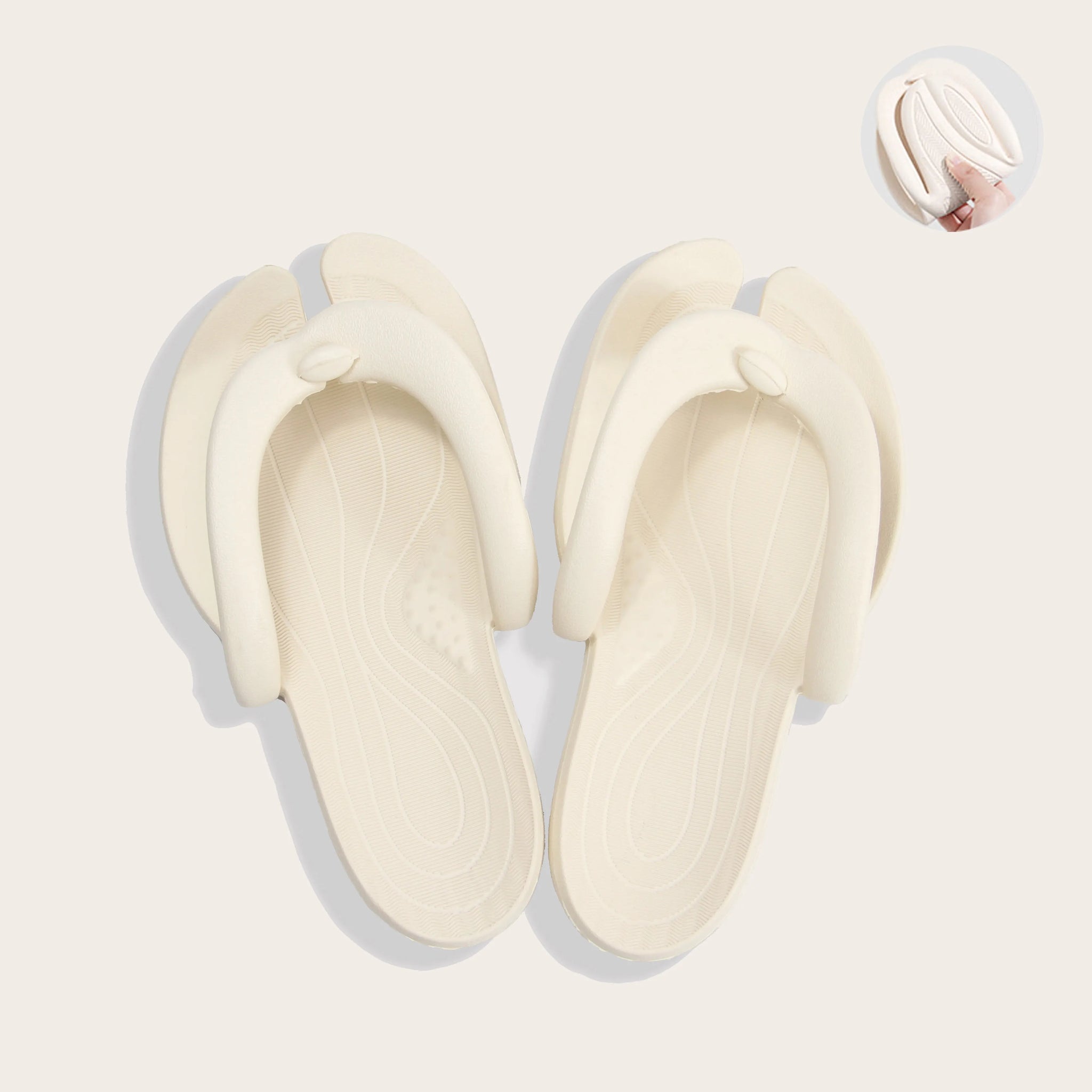 Portable Folding Slippers in white color, lightweight and flexible, perfect for travel, yoga, or home use in Canada.