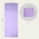 Purple portable foldable yoga mat, size 183cm x 61cm, made of eco-friendly TPE material. Perfect for yoga enthusiasts, easy to fold for travel and storage. Available in Canada at Sportive Lives.