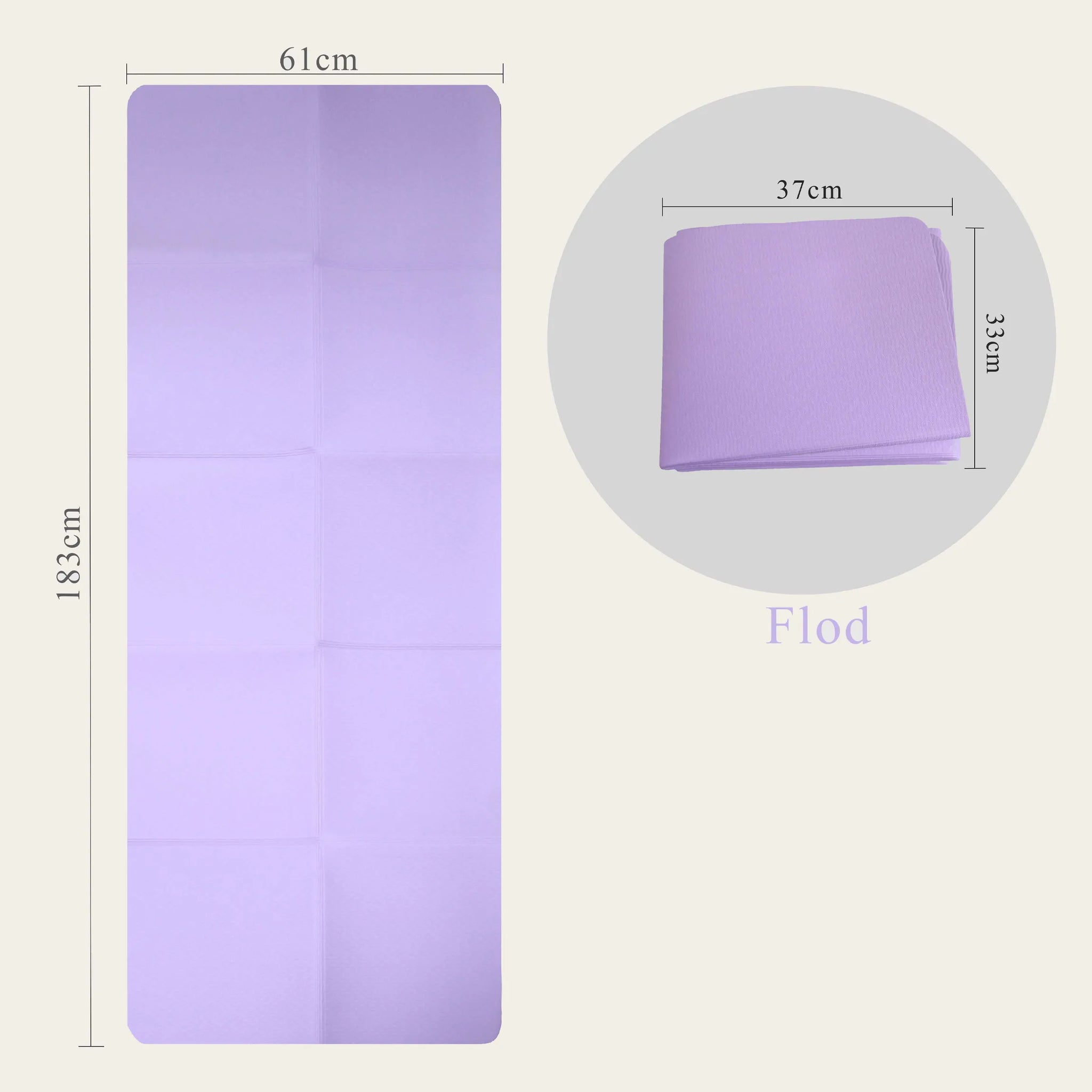 Purple portable foldable yoga mat, size 183cm x 61cm, made of eco-friendly TPE material. Perfect for yoga enthusiasts, easy to fold for travel and storage. Available in Canada at Sportive Lives.