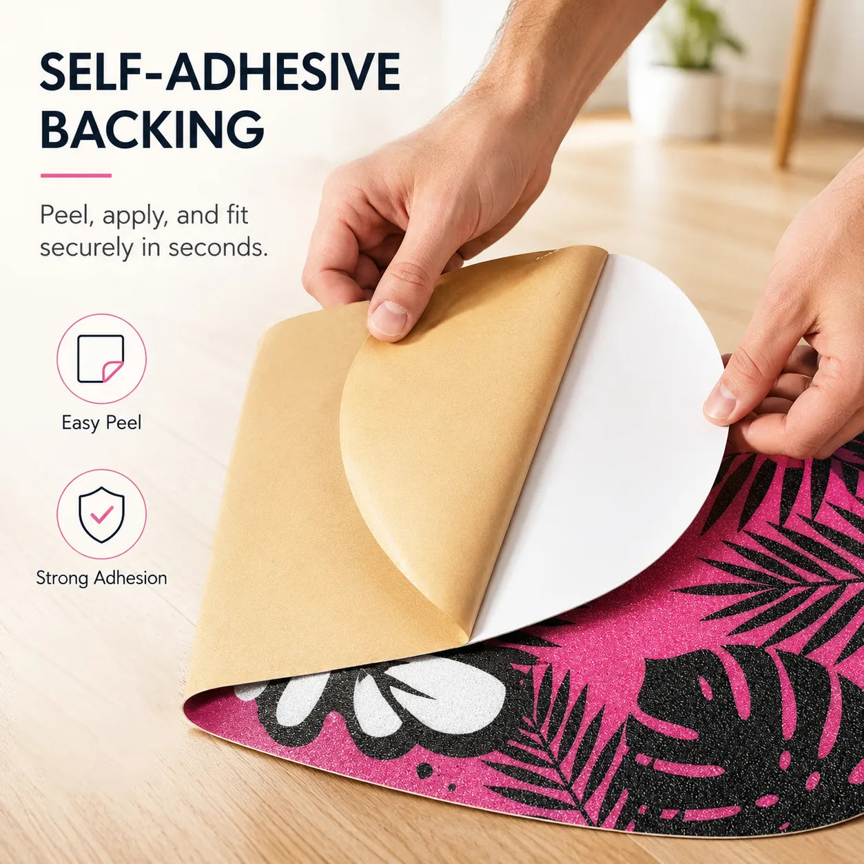 Sportive Lives self-adhesive balance board grip sticker with peel-and-stick backing for quick and secure application.
