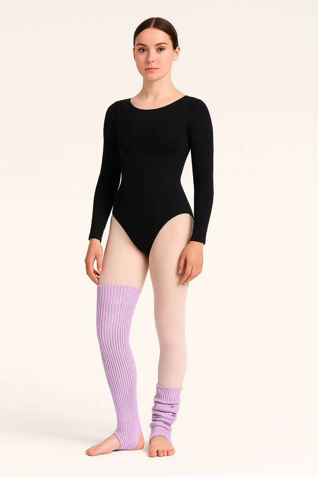 Lilac SLIM Leg Warmer from Sportive Lives – Feminine and cozy leg warmers for warm-up, casual wear, or studio sessions. Canadian winter favorite in soft lavender tone with ribbed texture.