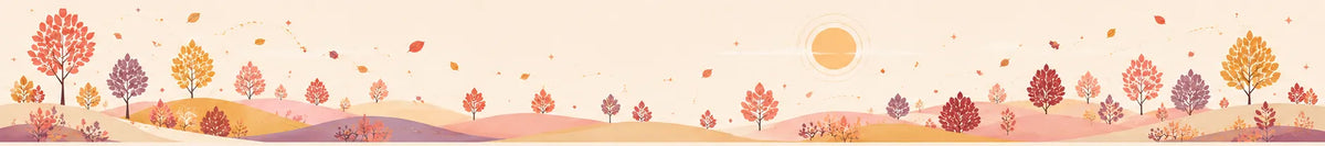 Sportive Lives autumn seasonal banner with colourful fall trees and leaves in warm orange and pink tones.