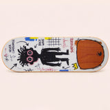 Sportive Lives wooden balance board featuring a graffiti character sticker design, shown as one of the random decorative sticker styles included with the board.