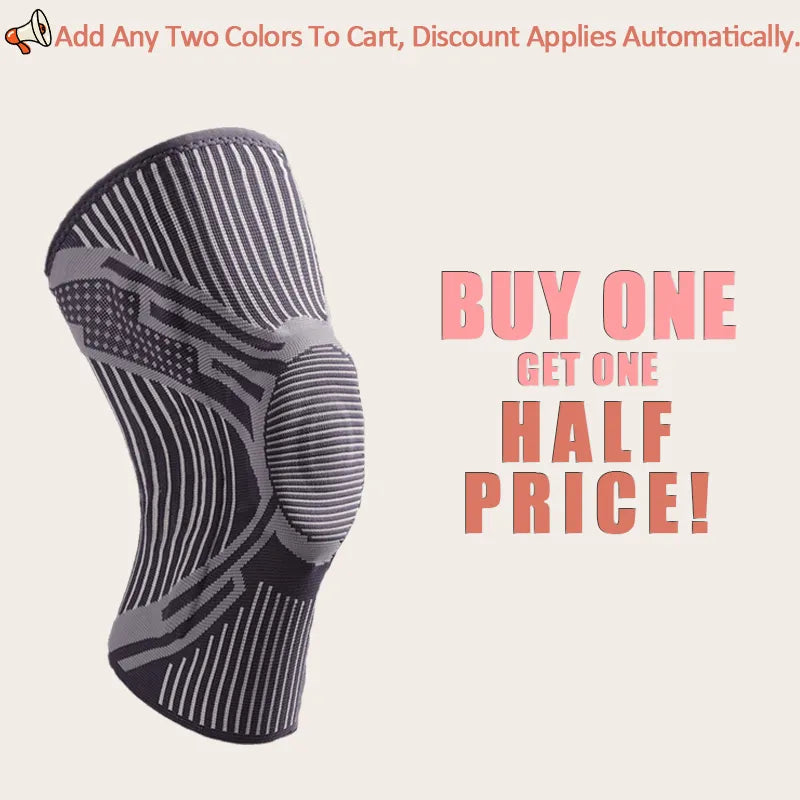 Black compression knee brace by Sportive Lives with grey accents – muscle support and stability, Canada half price deal