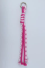 Sportive Lives braided rope bag charm keychain in Hot Pink & Light Pink, Round Ring clip—cute tassel keychain for waist bag, fanny pack, backpack and keys in Canada.