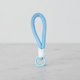Ice blue rope charm with white wrap—mini mug handle & key ring, Sportive Lives Canada.