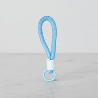 Ice blue rope charm with white wrap—mini mug handle & key ring, Sportive Lives Canada.