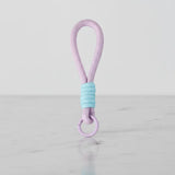 Lilac rope charm with mint wrap—clip-on mug handle and keychain by Sportive Lives, Canada.