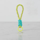 Neon lime rope with aqua wrap—clip-on cup handle / keychain charm, Sportive Lives Canada.