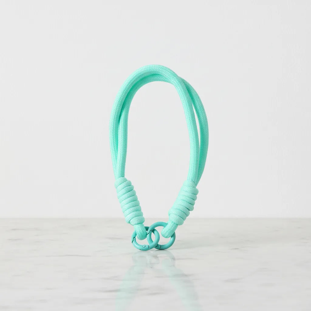 Braided Rope Travel Mug Charm in Aqua & Aqua by Sportive Lives — vibrant clip-on charm for cups, bags, and keychains (Canada).