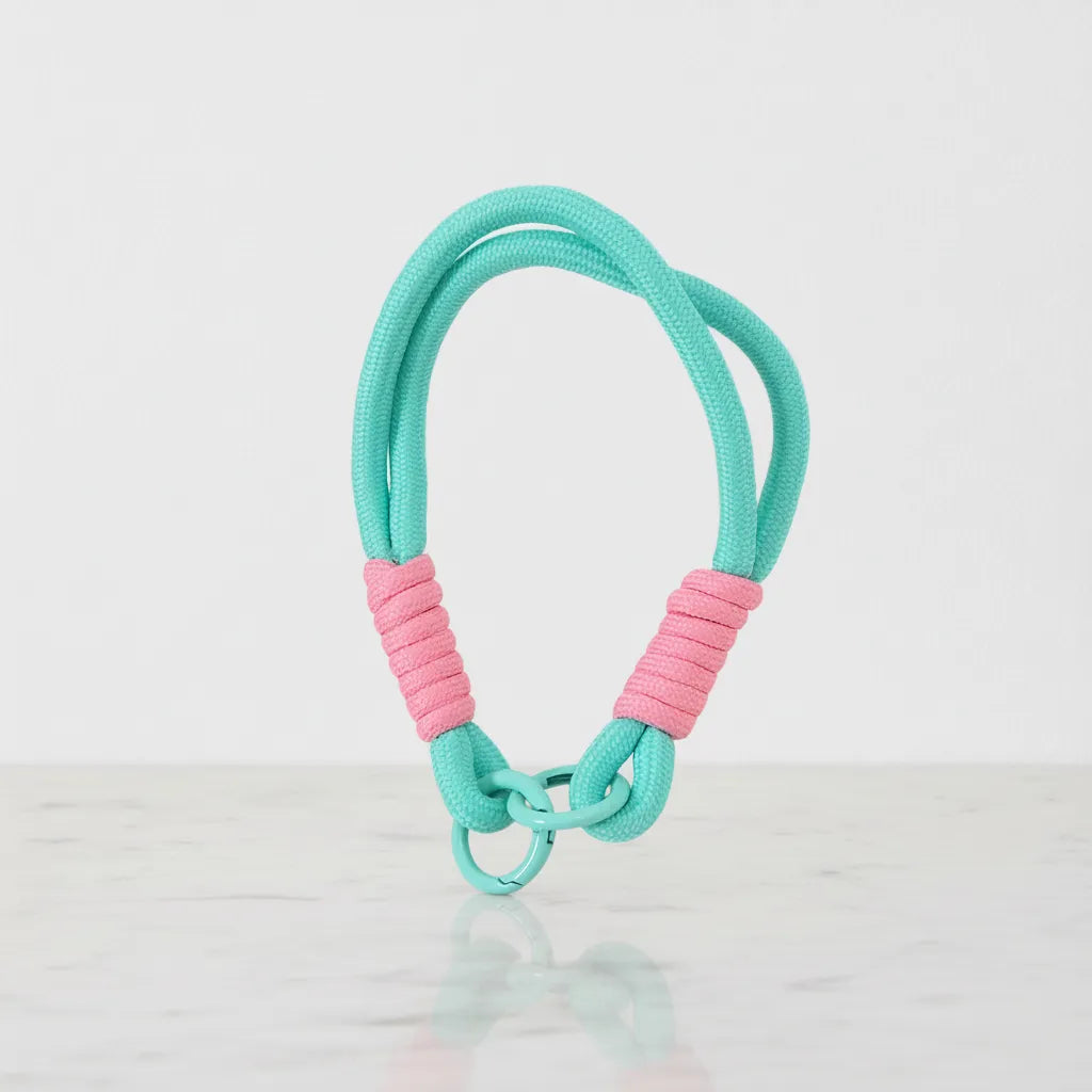 Braided Rope Travel Mug Charm in Blush & Mint by Sportive Lives — stylish and durable clip-on accessory for tumblers, bottles, and bags (Canada).