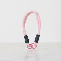Braided Rope Travel Mug Charm in Charcoal & Baby Pink by Sportive Lives — stylish and secure clip-on accessory for cups, bags, and keys (Canada).