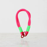 Braided Rope Travel Mug Charm in Neon Green & Magenta by Sportive Lives — vibrant and practical clip-on accessory for tumblers and bags (Canada).