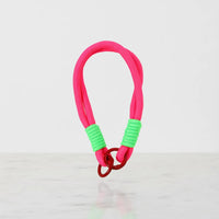 Braided Rope Travel Mug Charm in Neon Green & Magenta by Sportive Lives — vibrant and practical clip-on accessory for tumblers and bags (Canada).