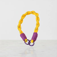 Braided Rope Travel Mug Charm in Purple & Yellow Twist by Sportive Lives — fun and durable charm for tumblers, bottles, and keychains (Canada).