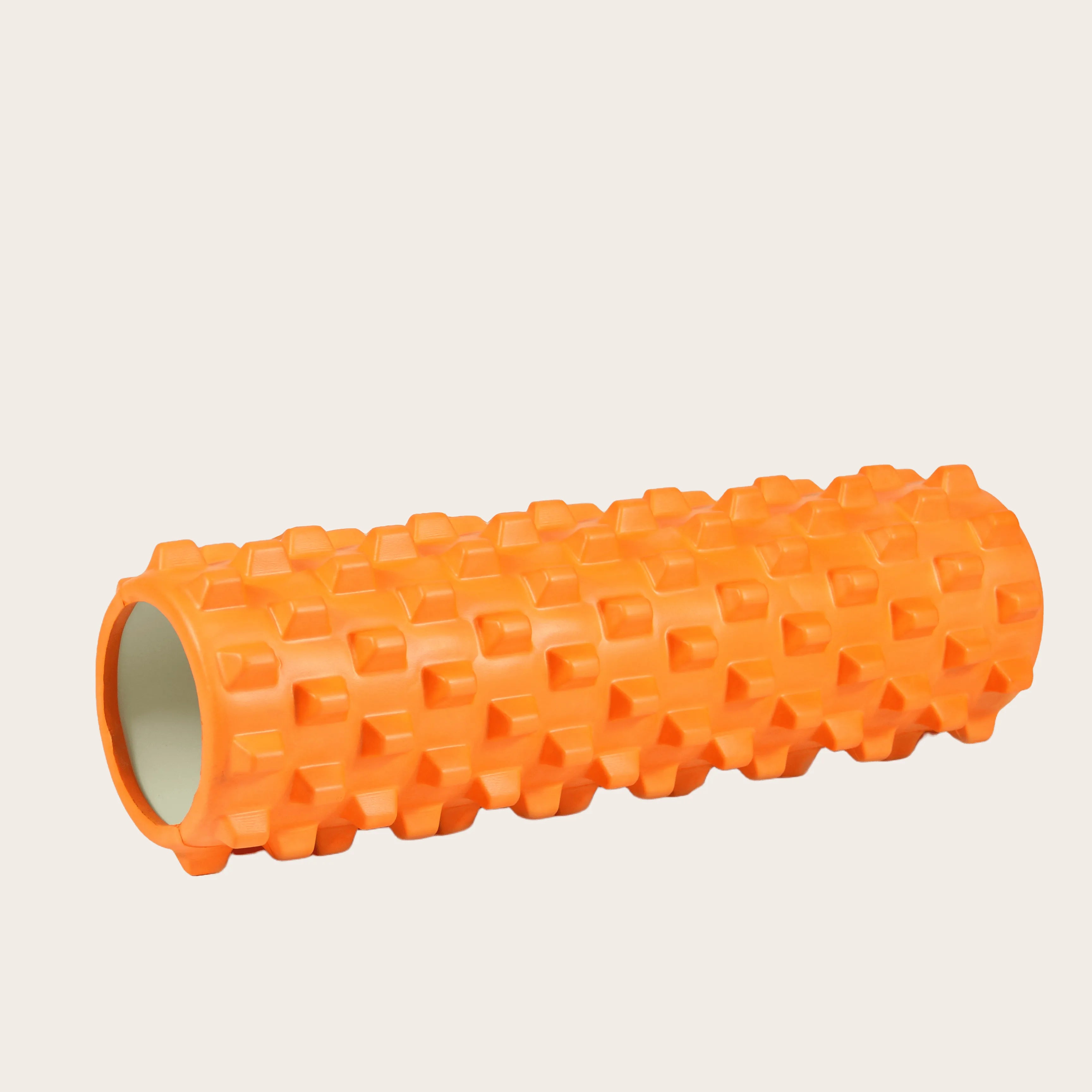 Textured orange EVA massage roller by Sportive Lives for back pain relief, deep pressure therapy, and workout recovery in Canada