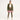 Front view of a woman standing with a Sportive Lives pink fabric resistance band positioned above the knees, showcasing comfortable fit and strength training usage, fitness model image for Canadian resistance band market