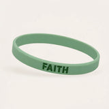 Green motivational silicone wristband with dark green FAITH lettering