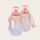 Two Sportive Lives 1.5L gym water bottles in salmon and white gradient with handle and straw, ideal for fitness hydration in Canada