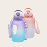 Set of two Sportive Lives GYM Bottle P150 in purple-cyan and salmon-white gradients, 1.5L water bottles with ergonomic grip and time marker, Canada