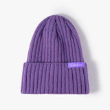 Grape purple high rib-knit cuffed beanie (toque) by Sportive Lives, soft stretch acrylic blend, unisex one size 56–58 cm winter hat, Canada.