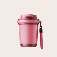 Rose pink insulated coffee travel mug 320ml with flip lid and strap; hot or iced drinks – Sportive Lives