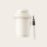 White 320ml insulated travel coffee mug with flip lid and detachable strap; reusable coffee cup – Sportive Lives