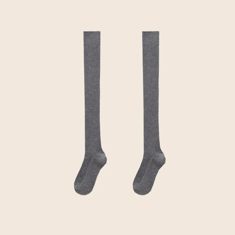 Pair of dark grey Sportive Lives knee-high socks made of soft, breathable cotton-rich material.