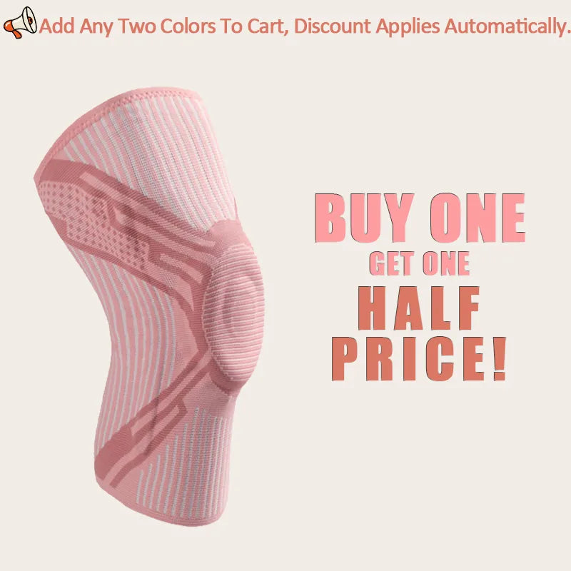Light pink compression knee brace by Sportive Lives, ultra-soft and stretchable, second item 50% off – Canada summer promo