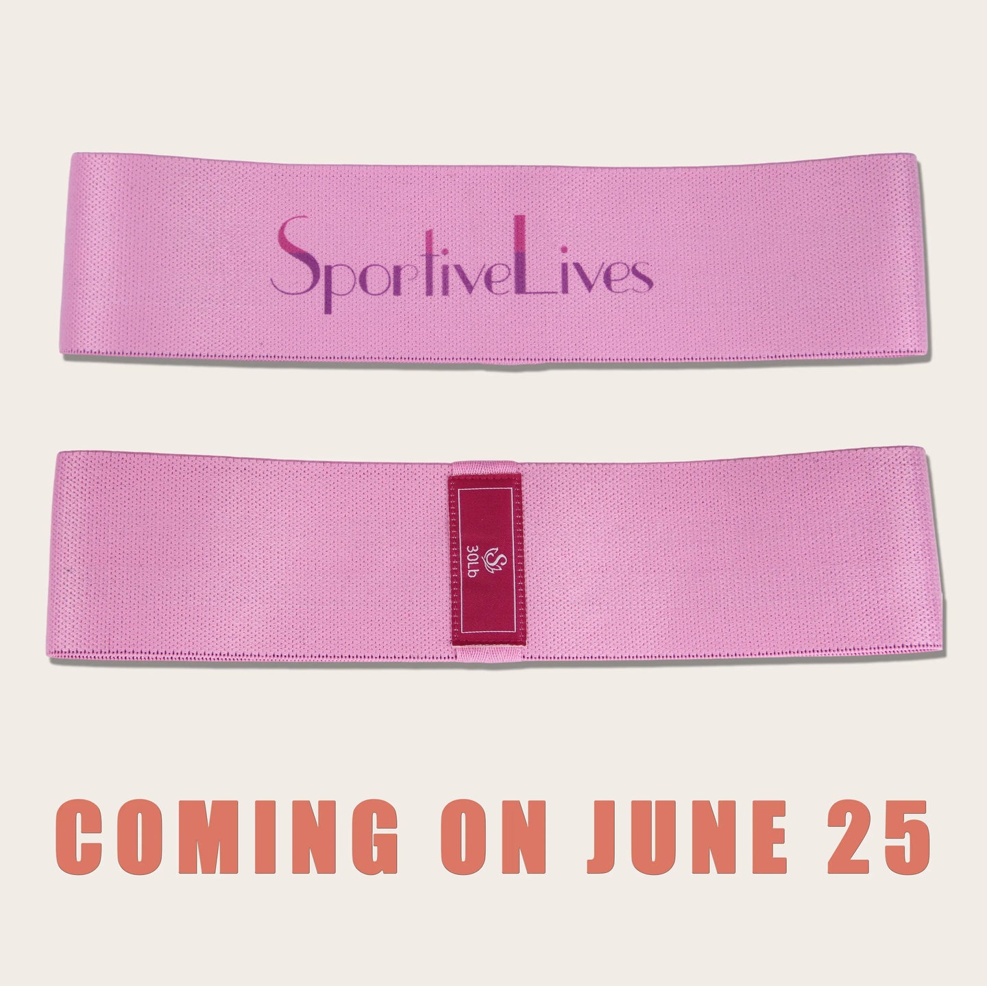 Sportive Lives pink fabric resistance band for glutes and legs – new workout hip circle band coming on June 25, strength training gear for women fitness in Canada