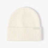 Ivory cream rib-knit cuffed beanie by Sportive Lives, cozy acrylic-nylon blend, unisex one size 56–58 cm knit winter hat.