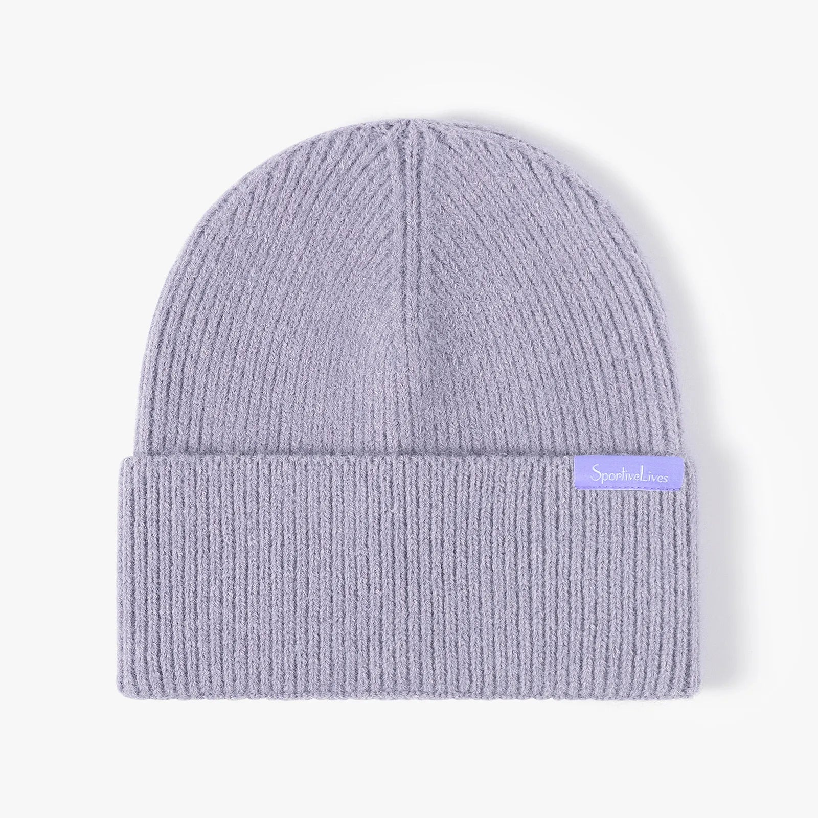 Lavender rib-knit cuffed beanie (toque), Sportive Lives—soft stretch, unisex one size 56–58 cm, warm winter knit cap.