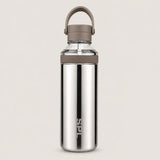 Sportive Lives SPL mirror stainless steel water bottle with taupe handle and lid accents, sleek reusable bottle for everyday hydration