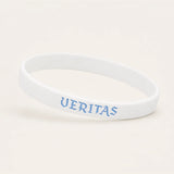 White silicone wristband with blue VERITAS lettering
