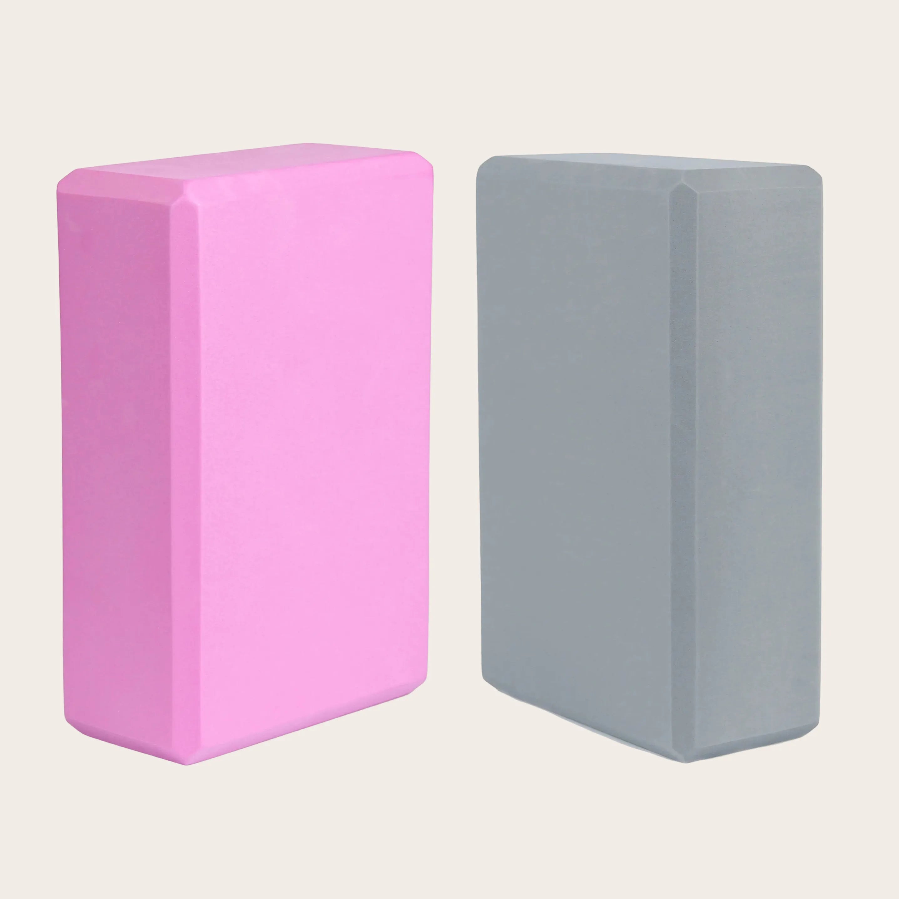 Lightweight EVA foam yoga blocks from Sportive Lives in pink and grey, perfect for improving flexibility and posture in Canada
