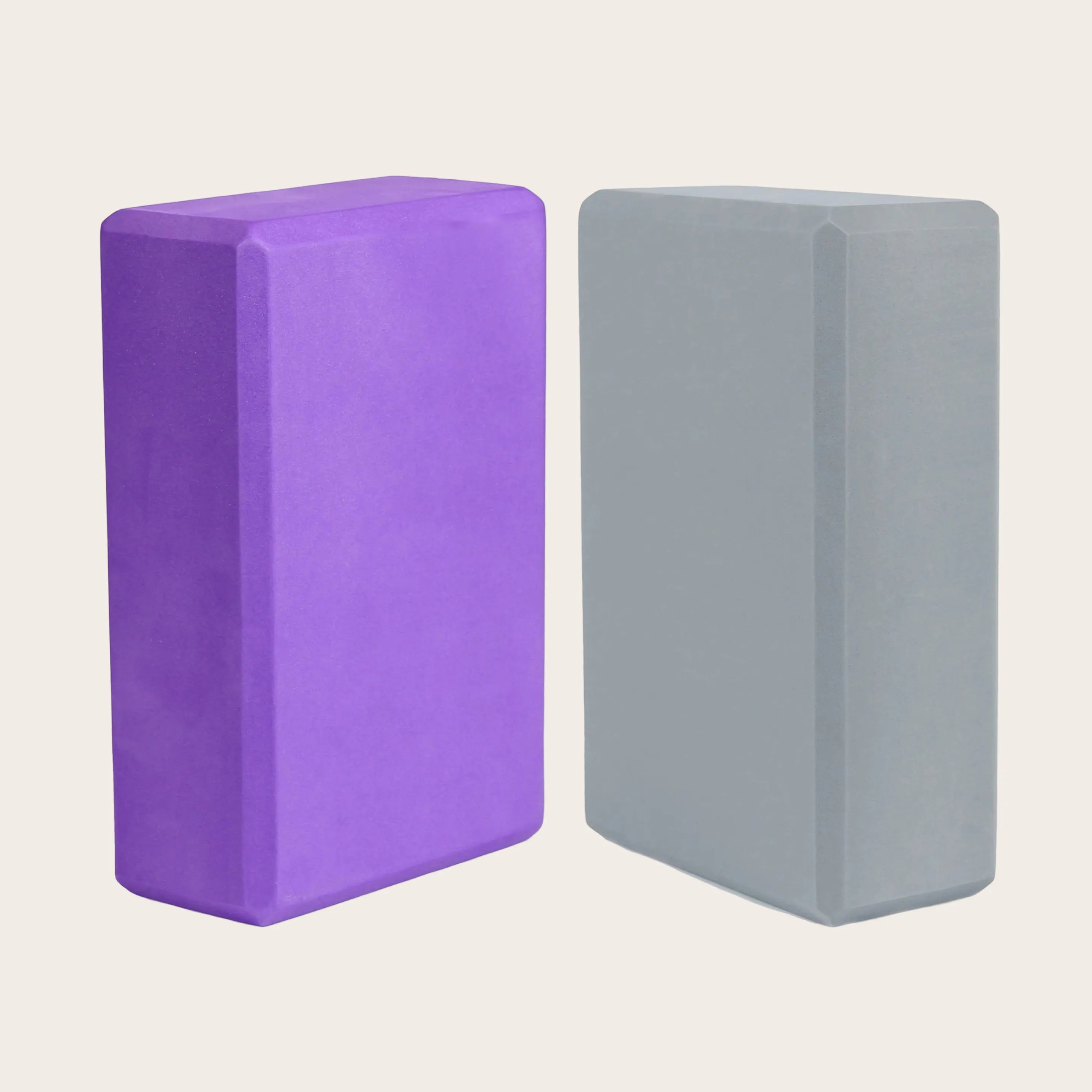 Sportive Lives EVA foam yoga blocks in purple and grey, lightweight and supportive for balance and stretching exercises in Canada