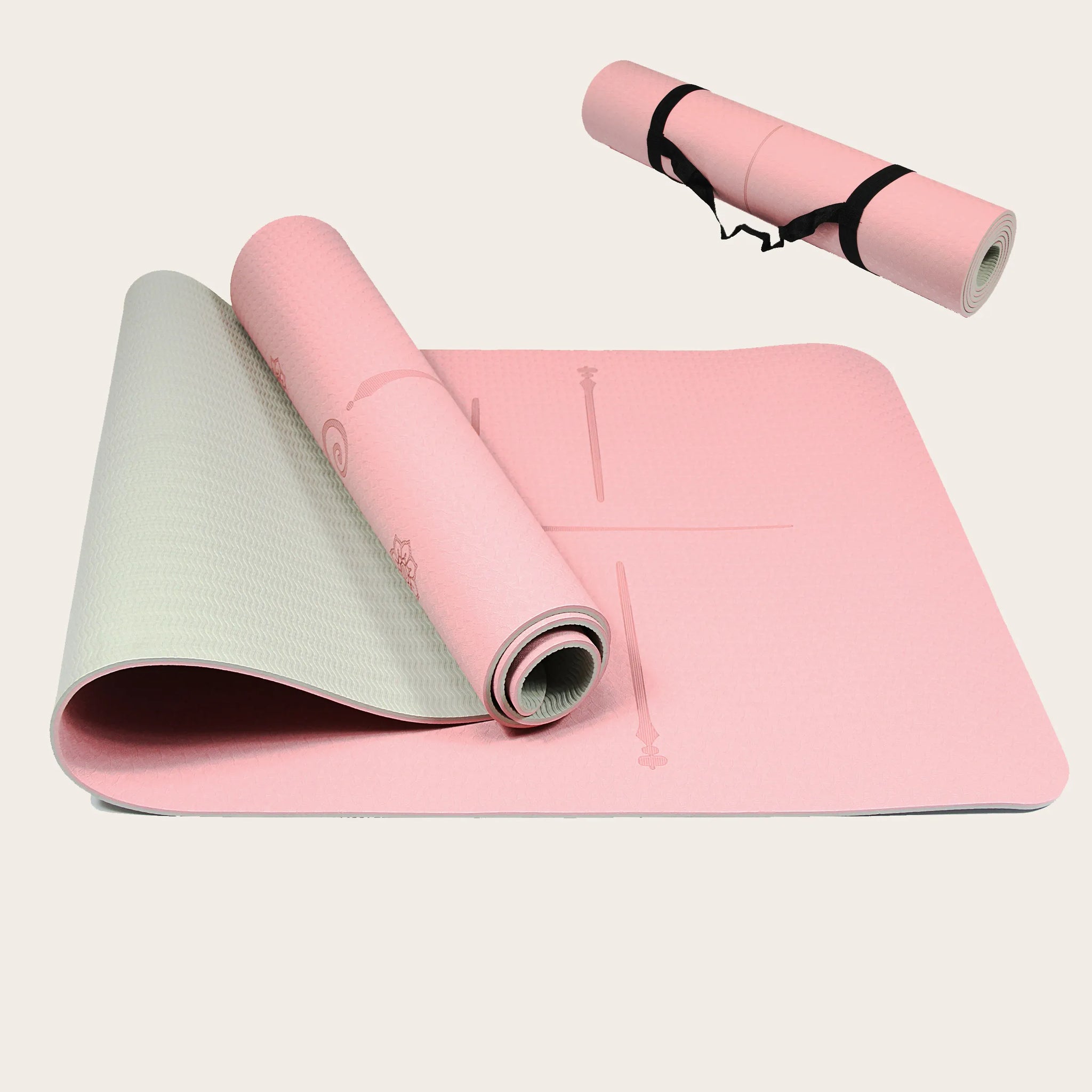 Sportive Lives Yoga Mat LOTUS - Pink Aesthetic Yoga Mat with Anti-Slip Surface in Canada