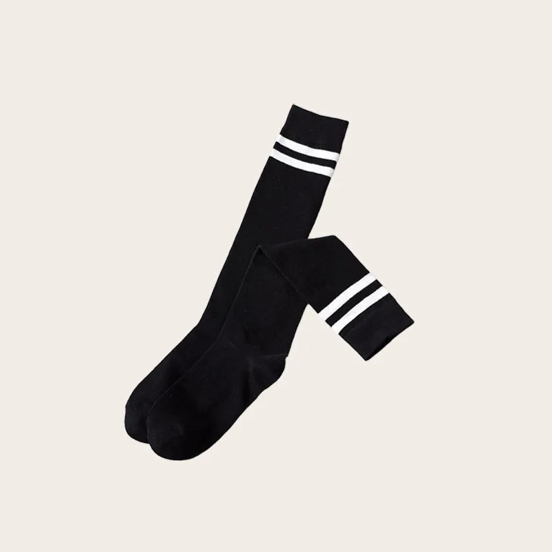Stylish socks low black cotton socks with classic white double stripes, versatile and stylish for all-season wear by Sportive Lives.