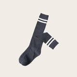 Stylish socks low in dark grey cotton with white minimalist stripes, breathable comfort perfect for daily fashion by Sportive Lives.