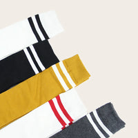 Close-up detail of stylish socks low from Sportive Lives, highlighting classic retro double stripes and soft cotton fabric, ideal for fashionable spring and summer wear.