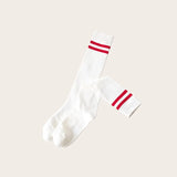 Stylish socks low featuring white cotton with bold red stripes, lightweight and fashionable for spring and summer by Sportive Lives.