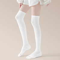 White Slim Over-the-Knee Compression Socks with Mesh Ventilation – Circulation Booster