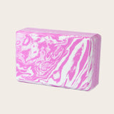 Light pink marbled Yoga Block CLOUD - non-slip, durable EVA yoga accessory for improved posture and stretching in Canada.